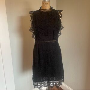 SHEIN- SZ M Black Lace Mock Neck Dress